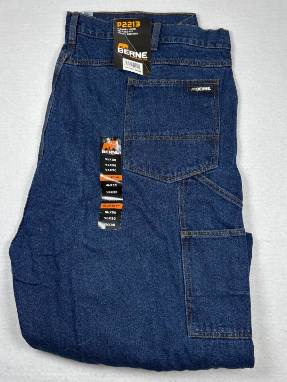 Berne Workwear P2213 Flannel Lined Relaxed Fit Utility Jeans Cabincore 46x30